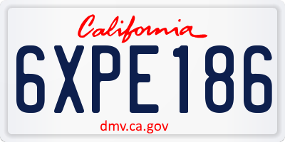 CA license plate 6XPE186