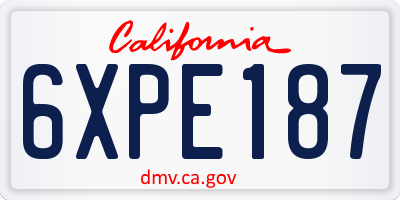 CA license plate 6XPE187