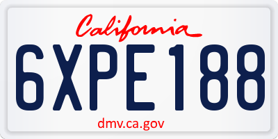 CA license plate 6XPE188