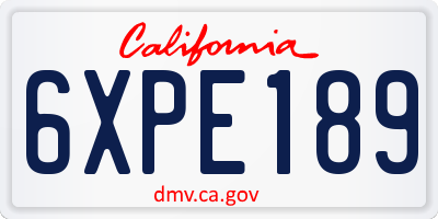 CA license plate 6XPE189