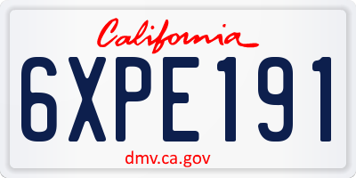 CA license plate 6XPE191
