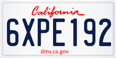 CA license plate 6XPE192