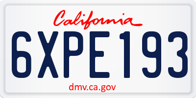 CA license plate 6XPE193