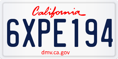 CA license plate 6XPE194