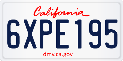 CA license plate 6XPE195