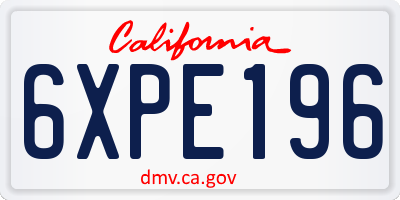 CA license plate 6XPE196
