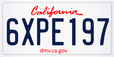 CA license plate 6XPE197