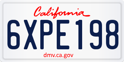 CA license plate 6XPE198