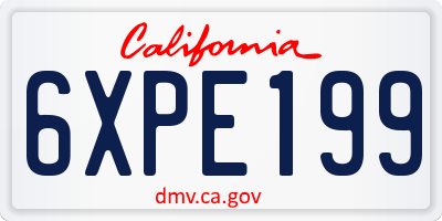 CA license plate 6XPE199