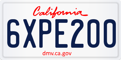 CA license plate 6XPE200
