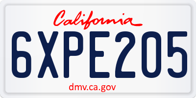 CA license plate 6XPE205