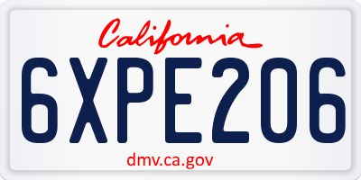 CA license plate 6XPE206