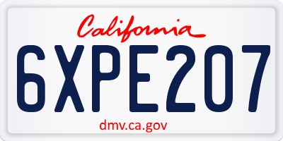CA license plate 6XPE207