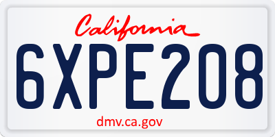CA license plate 6XPE208
