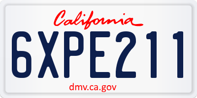 CA license plate 6XPE211