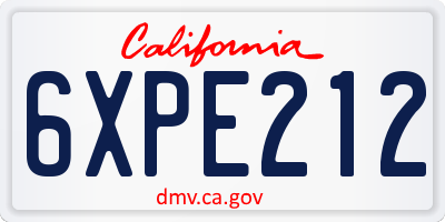 CA license plate 6XPE212
