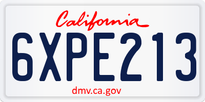 CA license plate 6XPE213