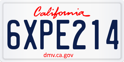CA license plate 6XPE214