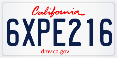 CA license plate 6XPE216