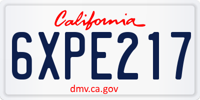 CA license plate 6XPE217