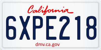 CA license plate 6XPE218