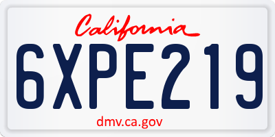 CA license plate 6XPE219