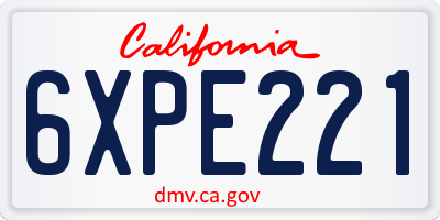 CA license plate 6XPE221