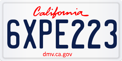 CA license plate 6XPE223