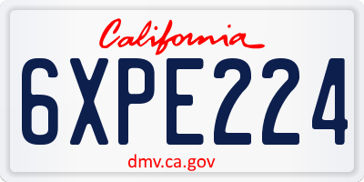 CA license plate 6XPE224