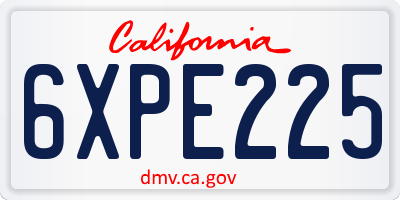 CA license plate 6XPE225