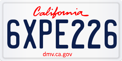 CA license plate 6XPE226