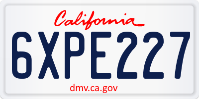 CA license plate 6XPE227