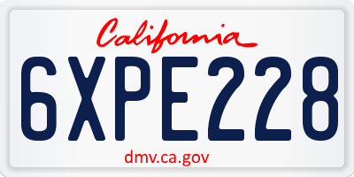 CA license plate 6XPE228