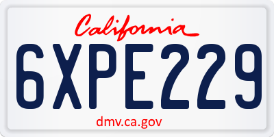 CA license plate 6XPE229