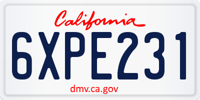 CA license plate 6XPE231