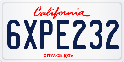 CA license plate 6XPE232