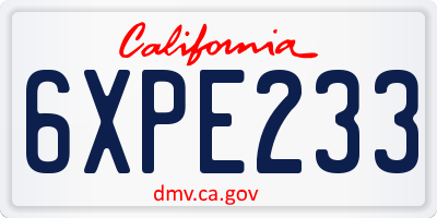 CA license plate 6XPE233