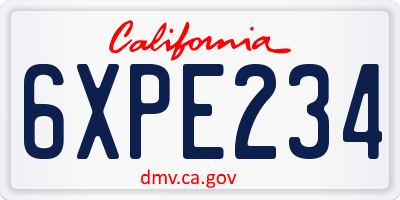 CA license plate 6XPE234