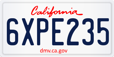 CA license plate 6XPE235