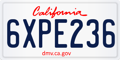 CA license plate 6XPE236