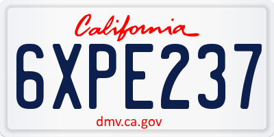 CA license plate 6XPE237