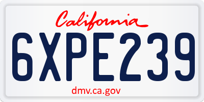 CA license plate 6XPE239