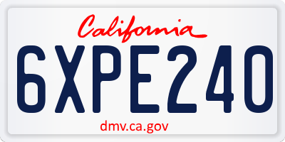 CA license plate 6XPE240