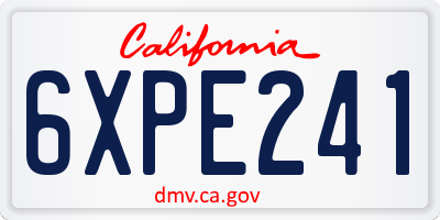 CA license plate 6XPE241