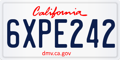 CA license plate 6XPE242