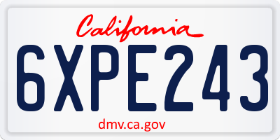 CA license plate 6XPE243