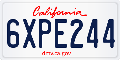 CA license plate 6XPE244