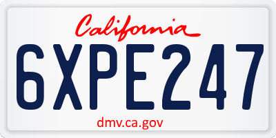 CA license plate 6XPE247