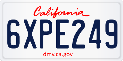 CA license plate 6XPE249