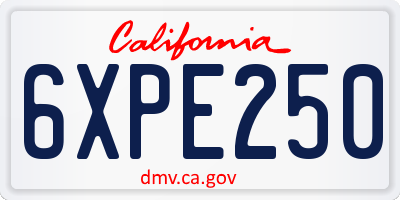 CA license plate 6XPE250